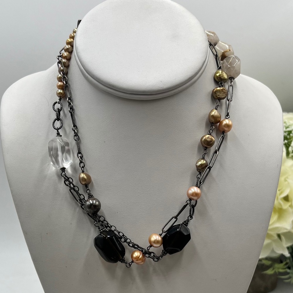 Silpada retired Champagne Pearl Quartz Sterling Silver Necklace 2006 Style N1421